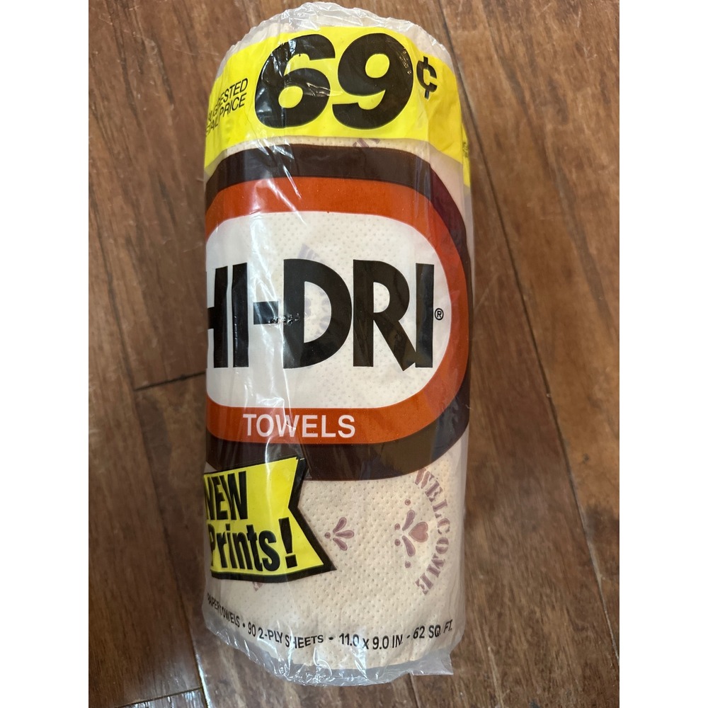 Vintage 1989 Hi-Dri Paper Towels Welcome Heart Print Sealed Roll 69 Cent Price